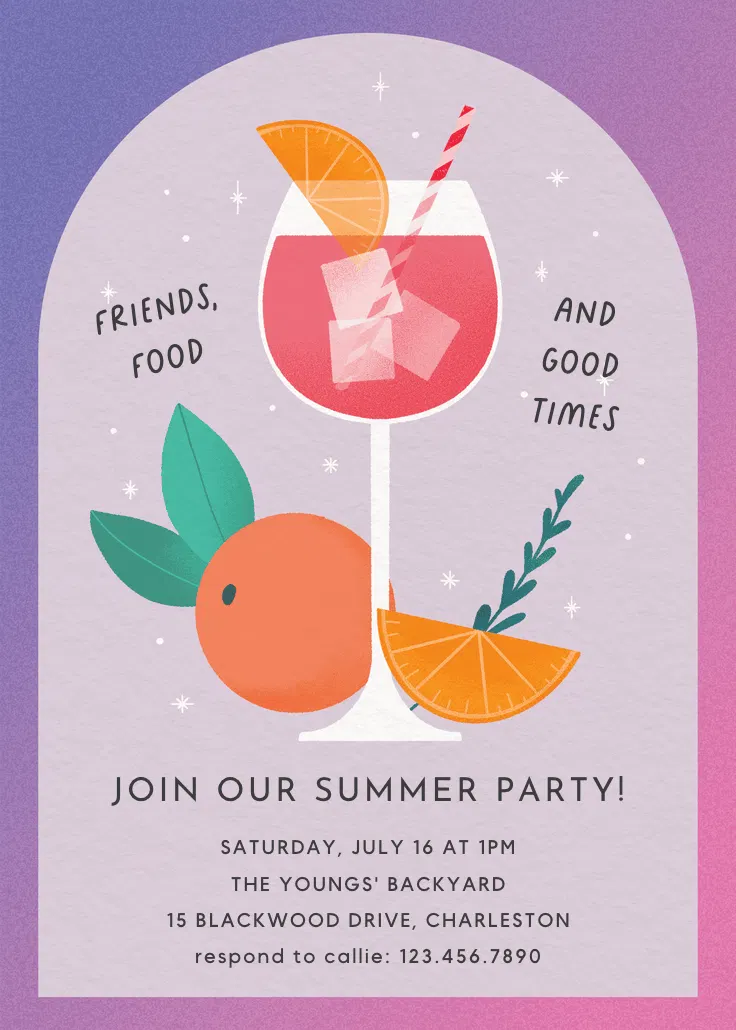 Spritz and sunshine - pool party invitation