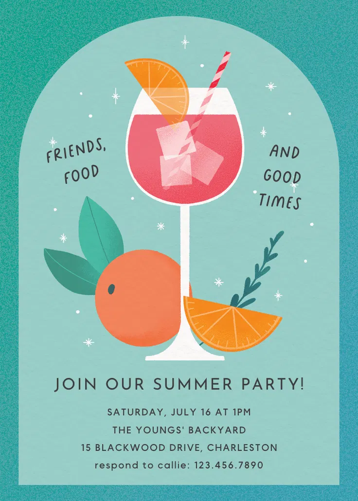 Spritz and sunshine - convite para festa na piscina