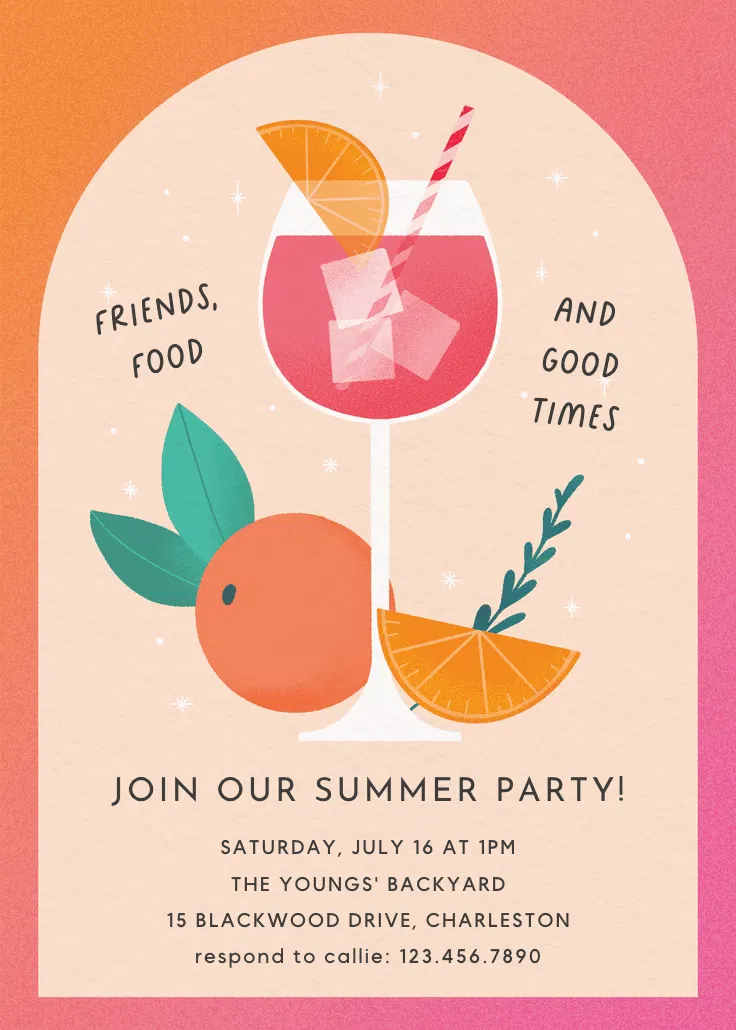 Spritz and sunshine - convite para festa na piscina