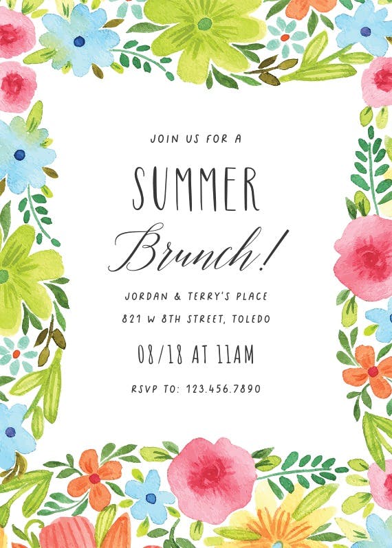 Summer blossom - pool party invitation