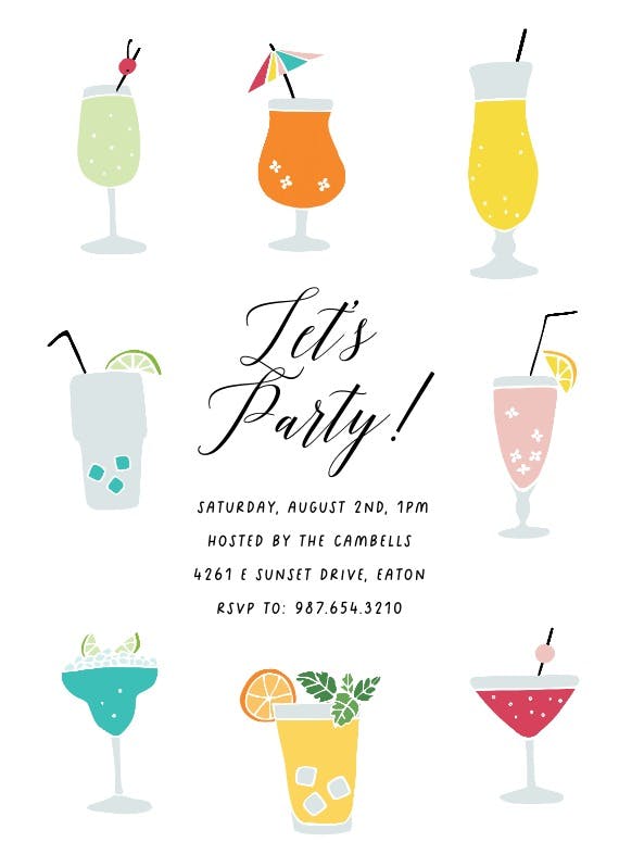 Summer drinks -  invitación para pool party