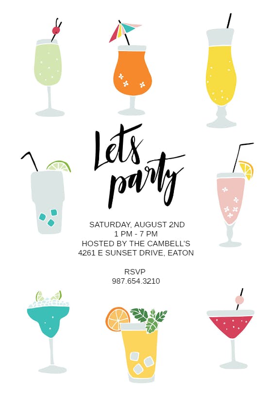Summer drinks - pool party invitation