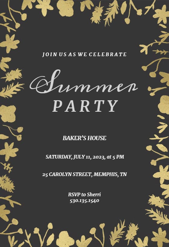 Summer in flowers - pool party invitation