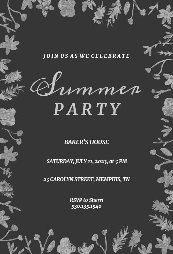 Summer in flowers - pool party invitation