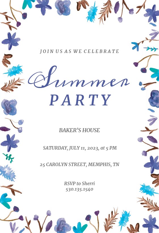 Summer in flowers -  invitación para pool party
