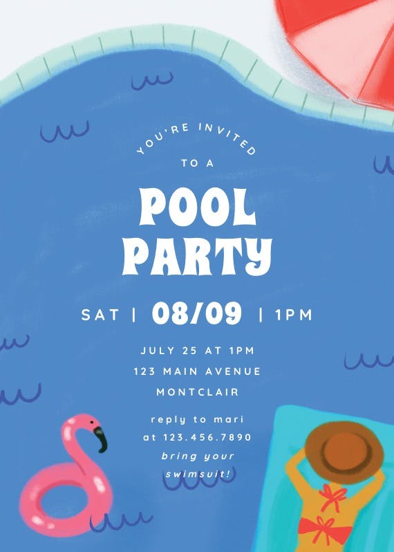 Summer mood -  invitación para pool party