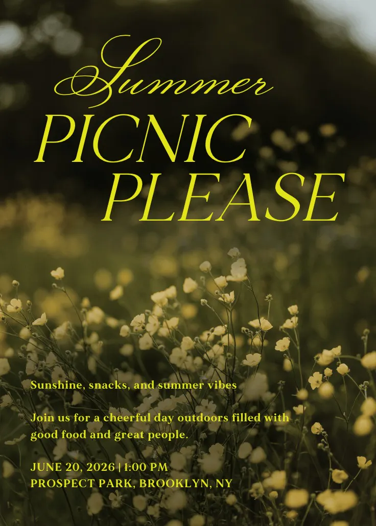 Summer picnic - jemputan parti kolam