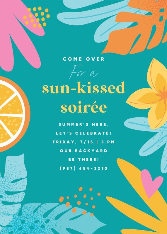 Sunkissed soiree - invitación de fiesta