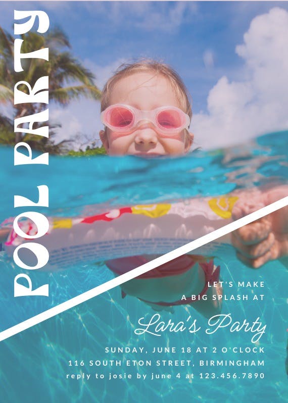Sunny pool - pool party invitation