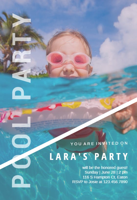 Sunny pool -  invitación de fiesta