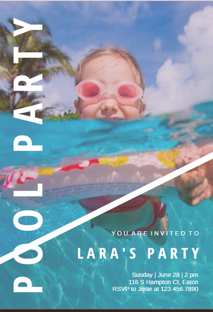 Sunny Pool - Pool Party Invitation