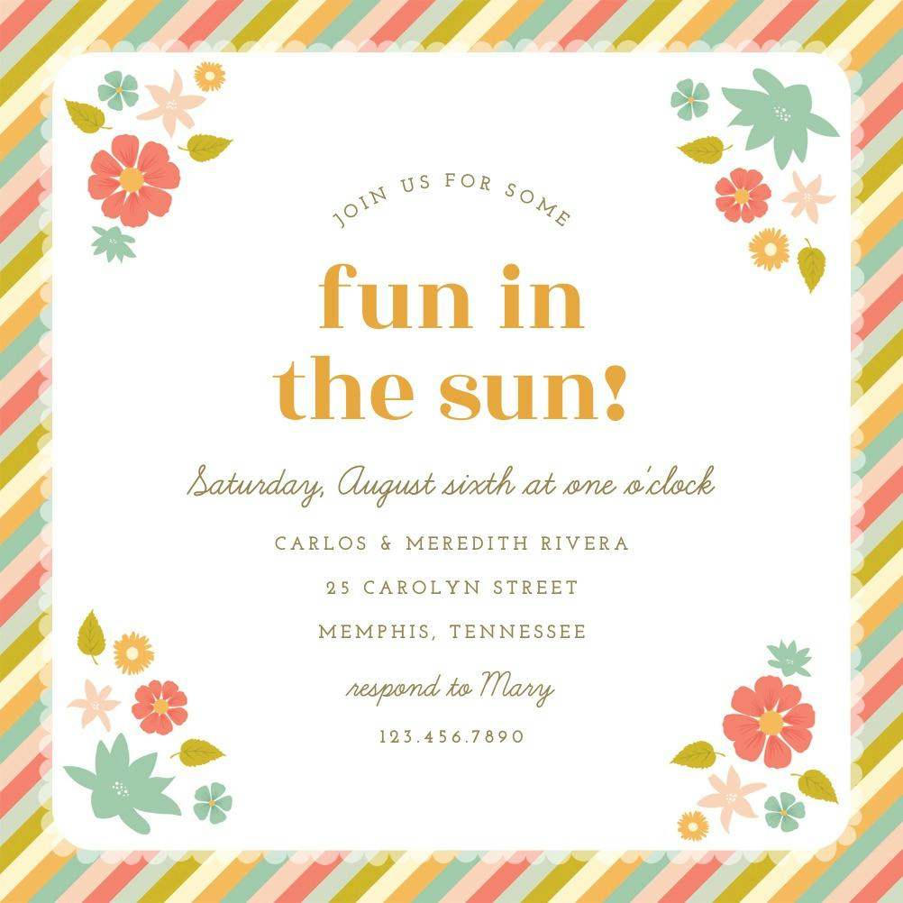 Sunny stripes - pool party invitation