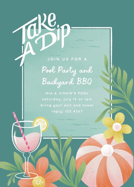Swim and grill - printable party invitation
