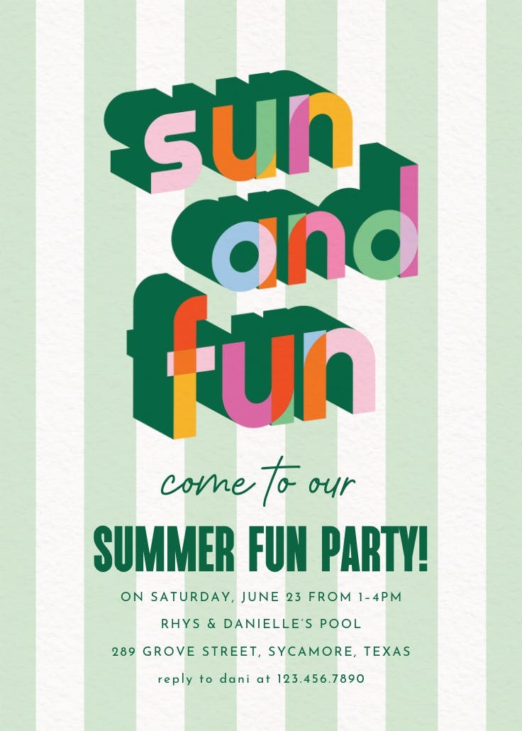 Technicolor fun - invitation
