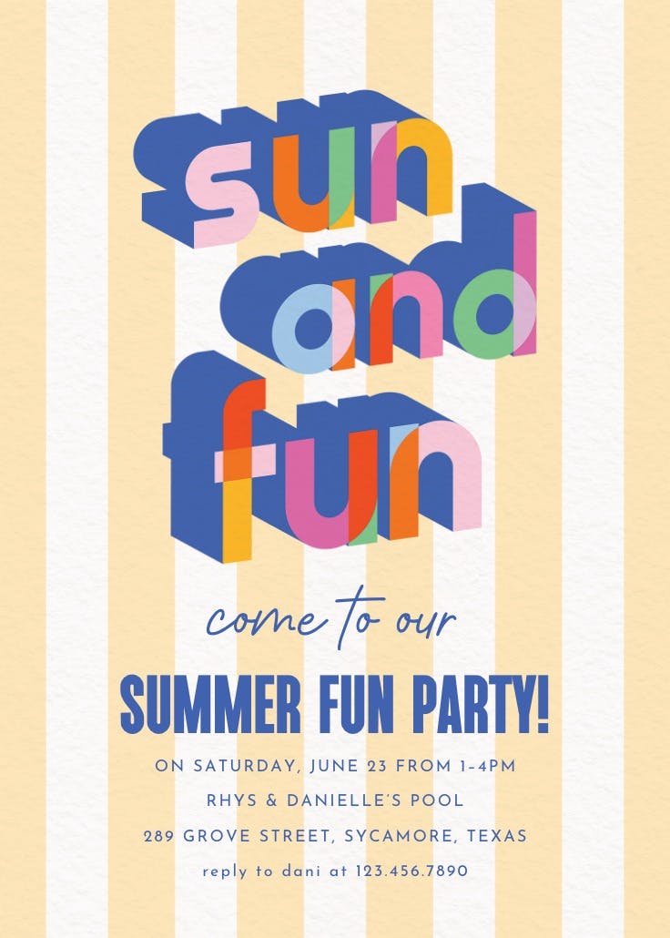 Technicolor fun - invitation