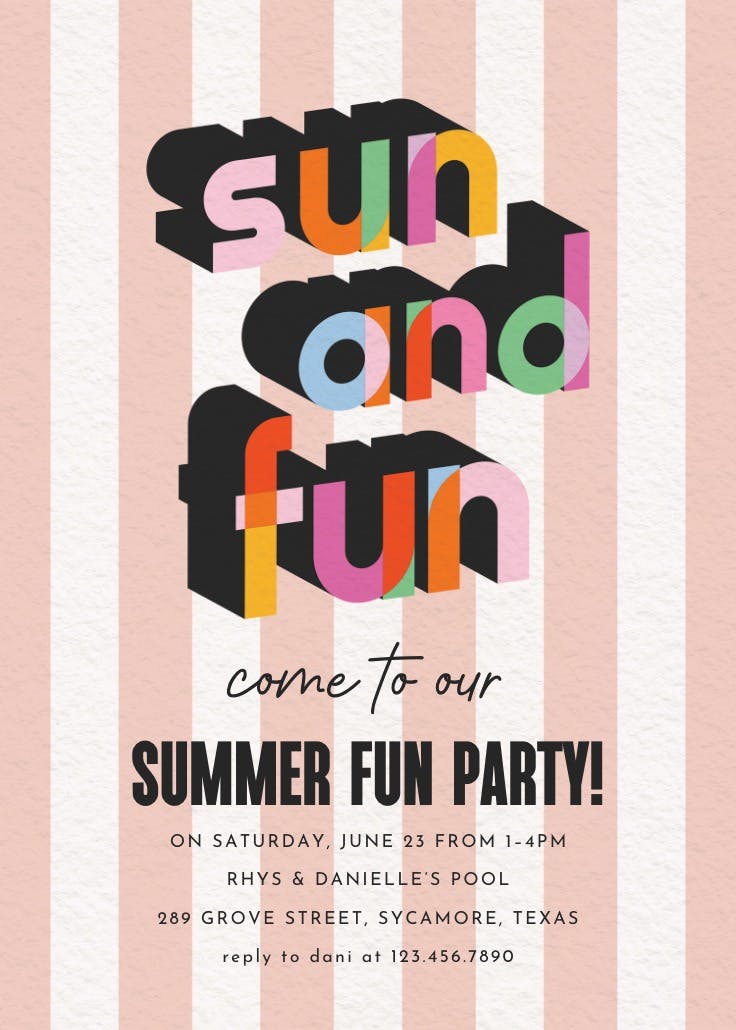 Technicolor fun - invitation