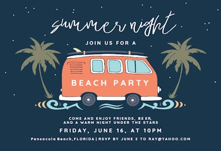 Tide Ride - Pool Party Invitation