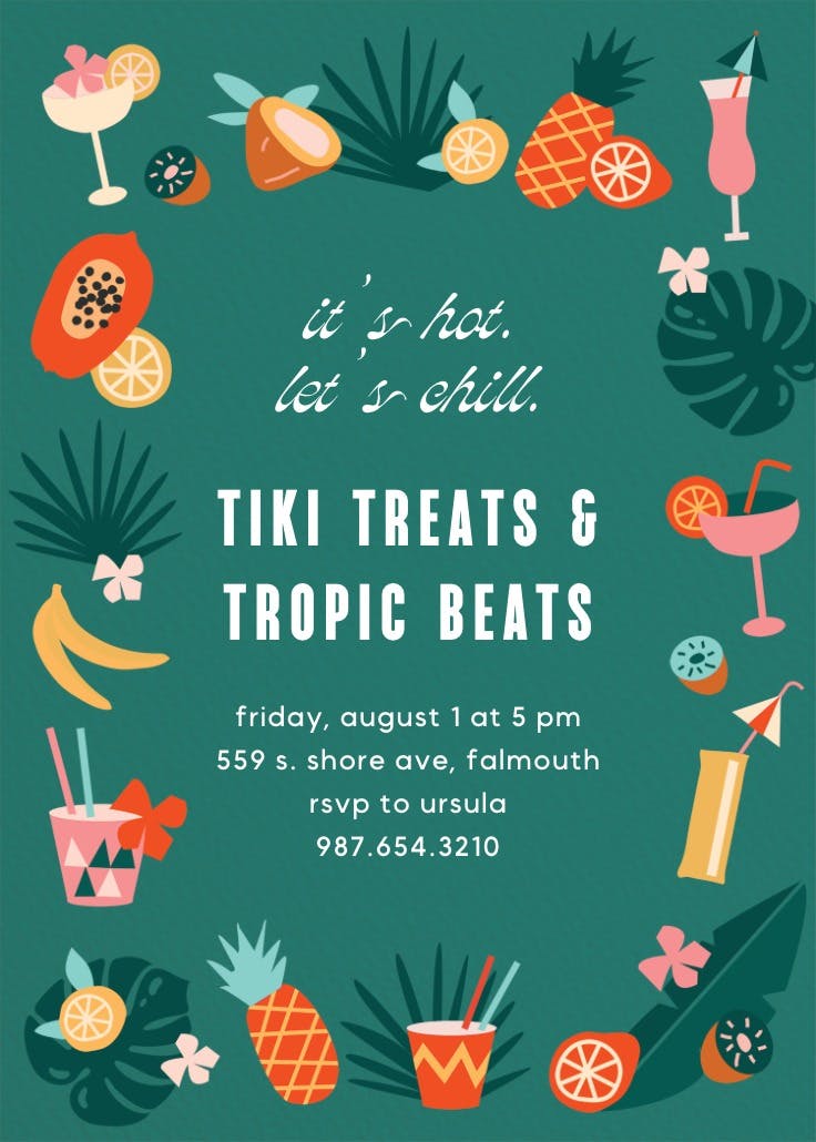 Tiki treats - invitación para fiesta