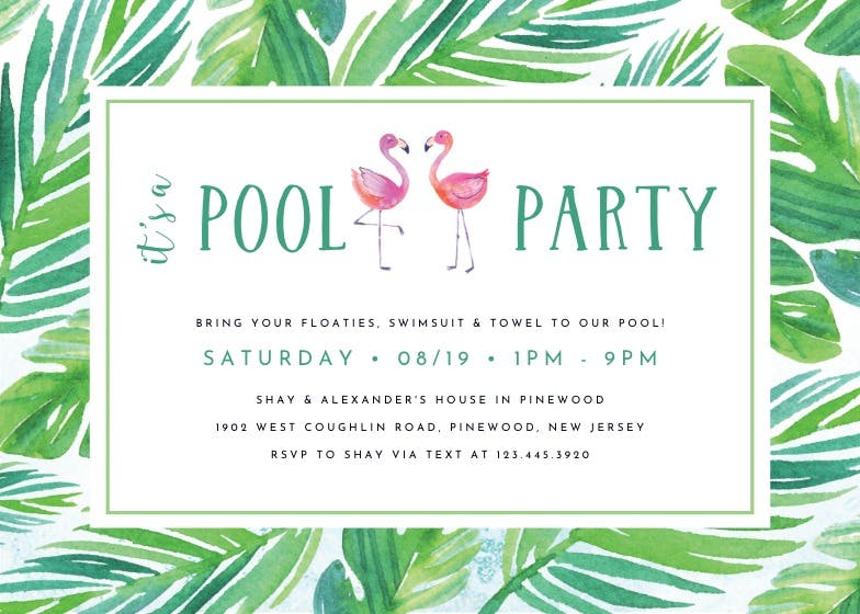 Tropical - pool party invitation