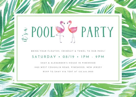 Tropical - luau party invitation