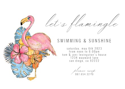 Tropical Flamingo - Pool Party Invitation