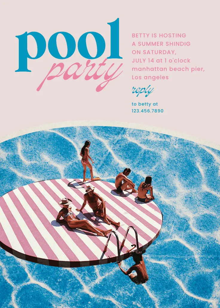 Vintage summer - การ์ดเชิญปาร์ตี้ริมสระ