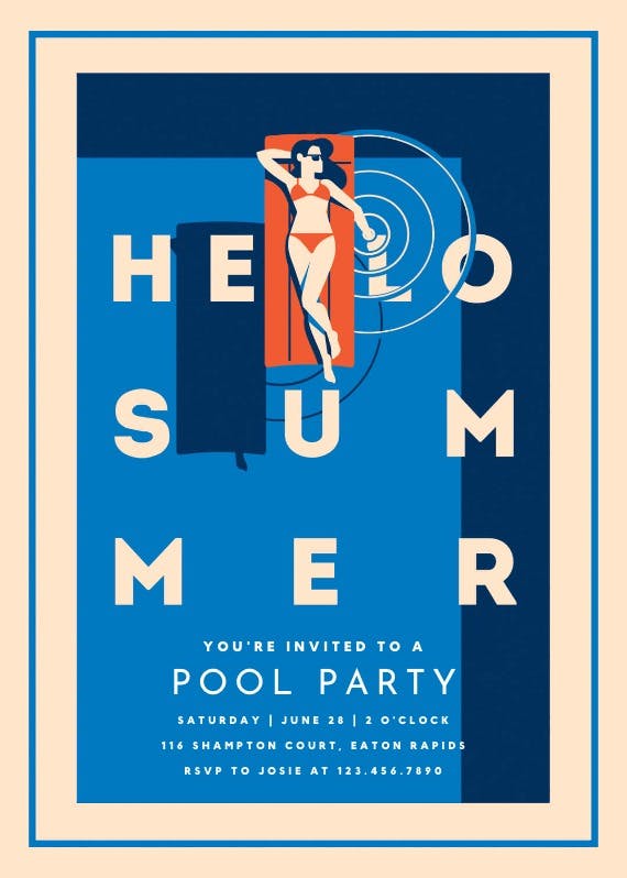 Warm weather welcome - pool party invitation