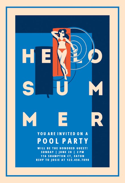 Warm Weather Welcome - Pool Party Invitation