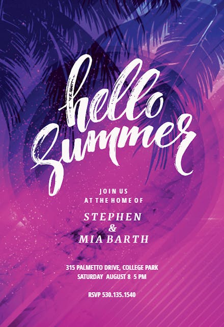 Welcome Summer - Pool Party Invitation