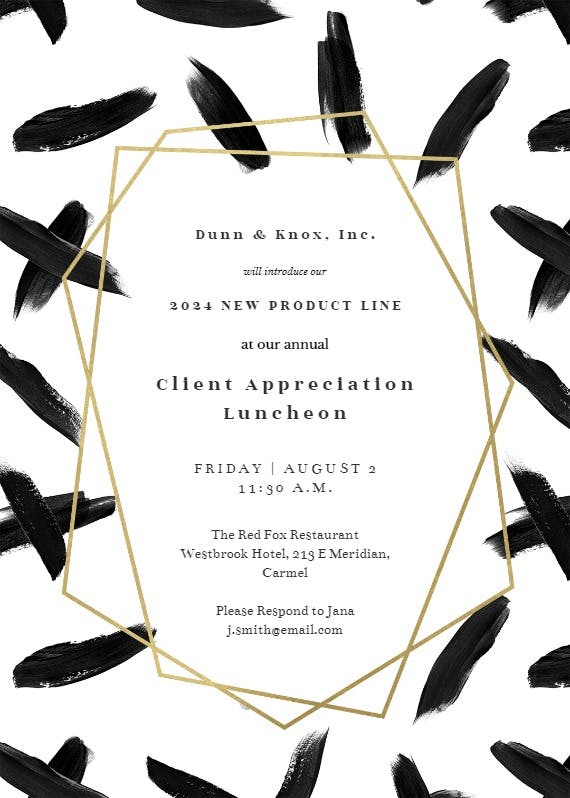 Black brush strokes - business event invitation