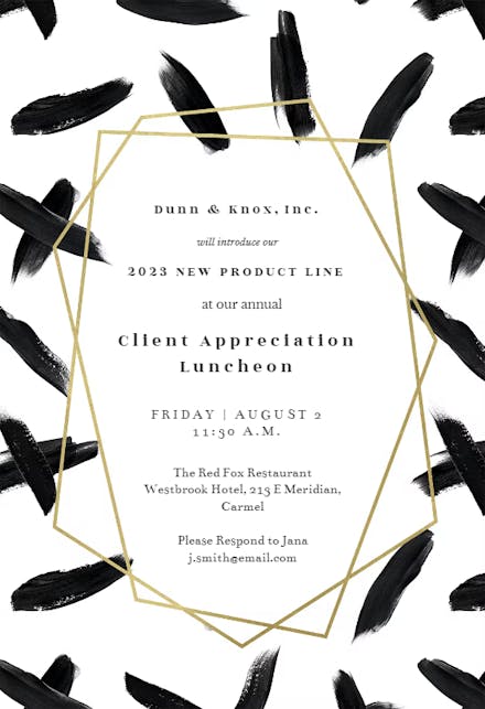 Black brush strokes - Business Event Invitation
