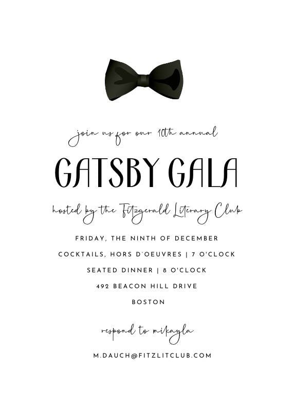 Black tie - gala invitation