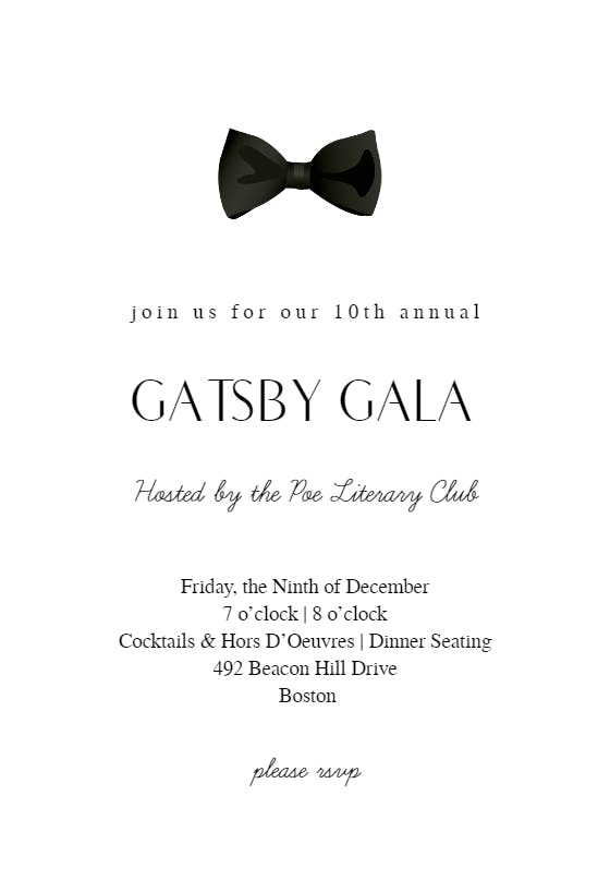 Black tie -  gala invitacion