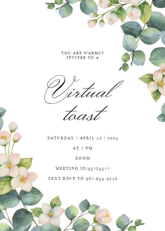 Botanical & white flowers - party invitation