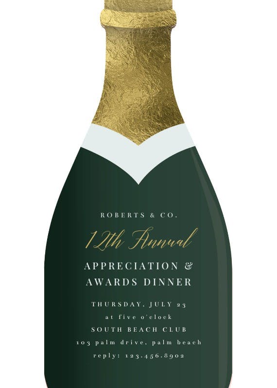 Champagne - invitación para eventos profesionales