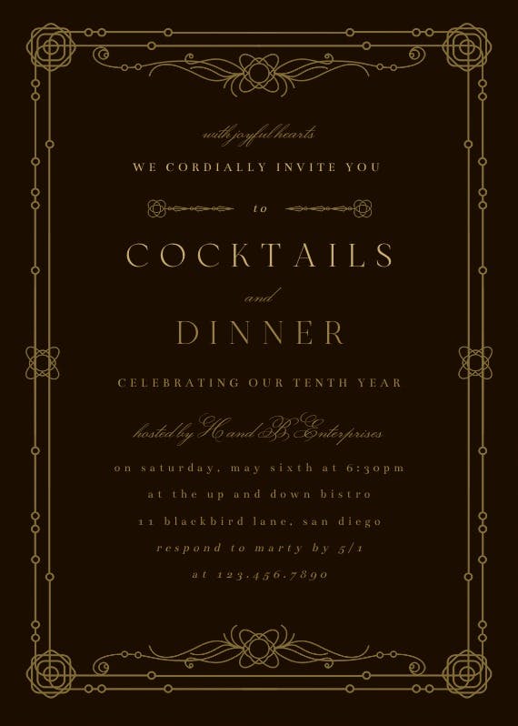 Classic border - cocktail party invitation