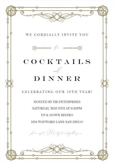 Dinner Party Invitation Templates Free Greetings Island