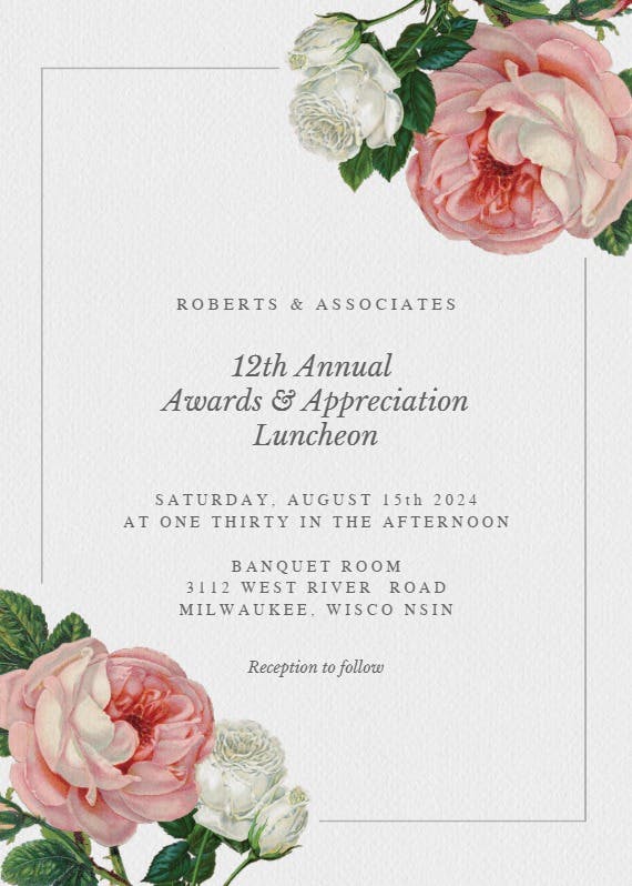 Classic roses - business event invitation