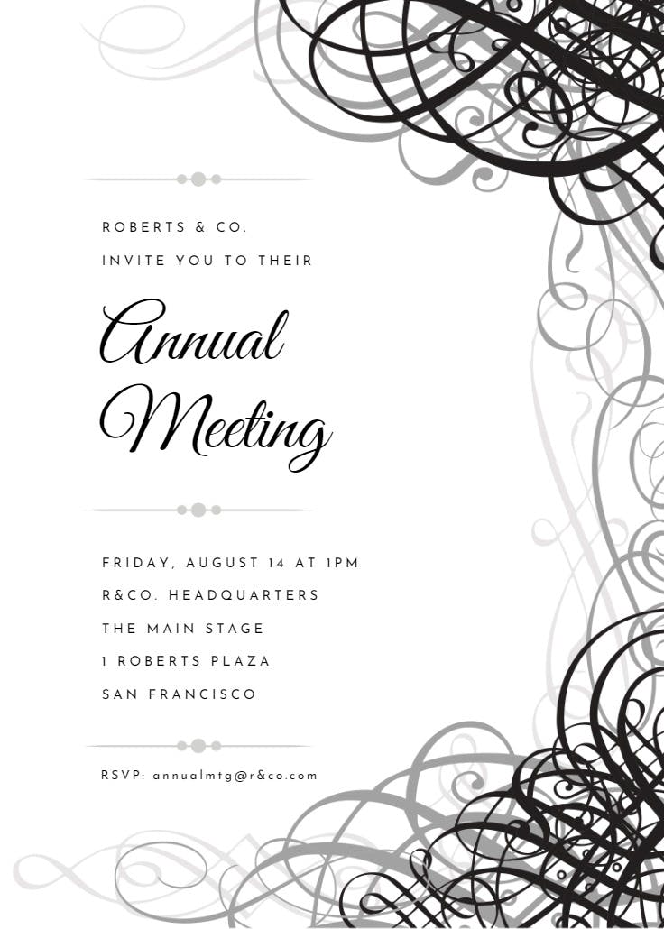 Delicate twirls - business events invitation