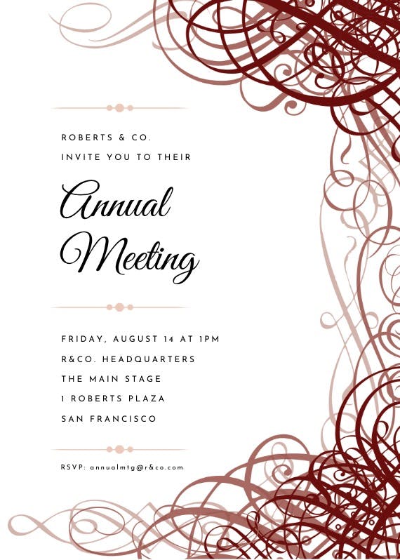 Delicate twirls - business event invitation