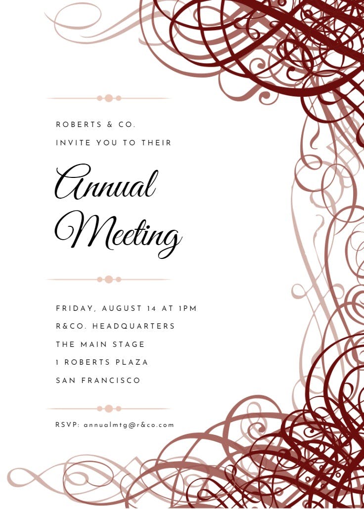 Delicate twirls - business events invitation