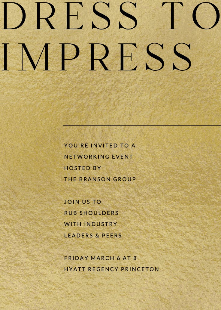 Dress to impress - invitación de fiesta