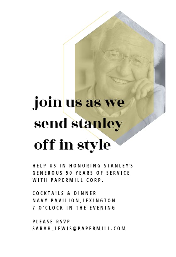Editorial event - retirement & farewell party invitation