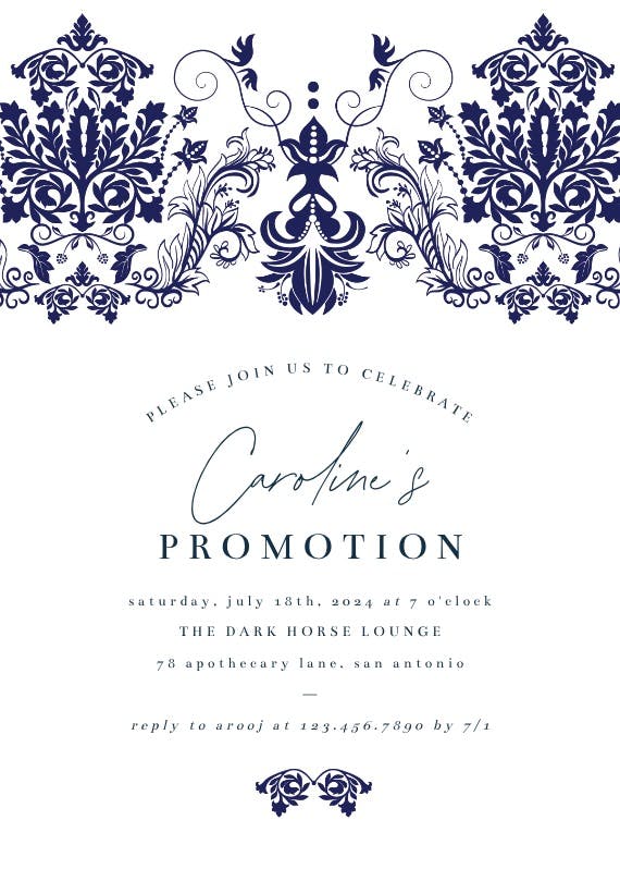 Elegant damask - printable party invitation