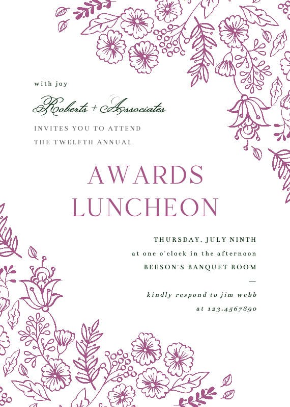 Elegant flowers - business event invitation