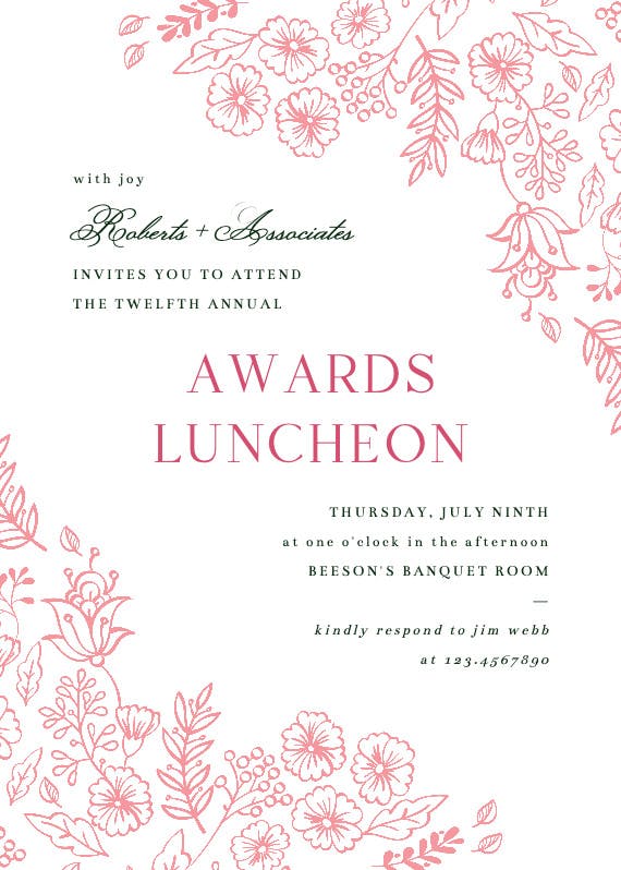 Elegant flowers - business event invitation