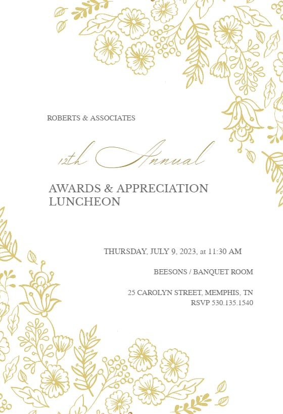 Elegant Flowers - Business Event Invitation Template (Free) | Greetings ...