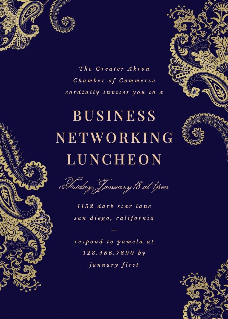 Elegant henna - business events invitation