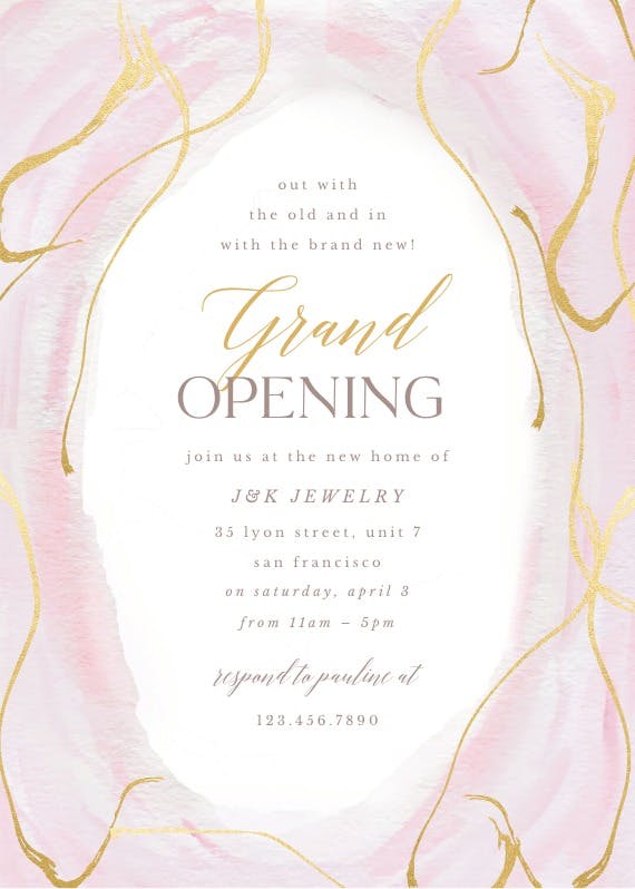Falling gold confetti - grand opening invitation