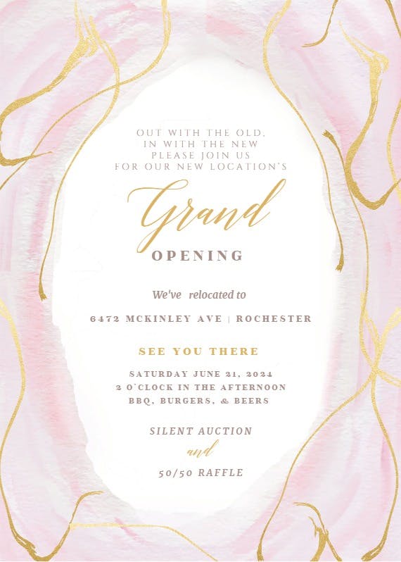 Falling gold confetti - grand opening invitation